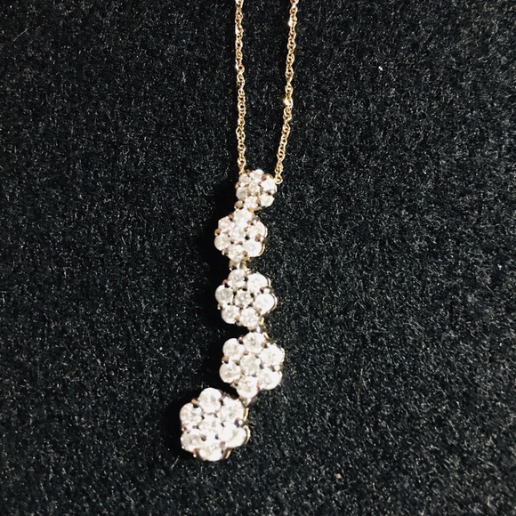 10K (Stamped) Gold Round Diamond Journey Pendant - Picture 8 of 12